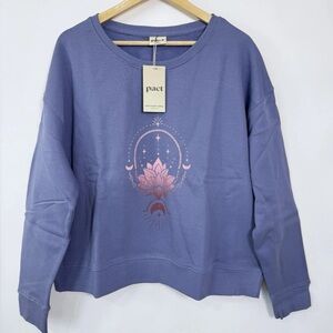 NWT Pact Ombre Lotus Slouchy Sweatshirt Womens XL Purple Soft Organic Cotton
